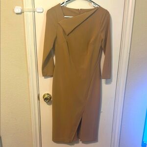 Calvin Klein Brown Asymmetrical Sheath Dress for Work